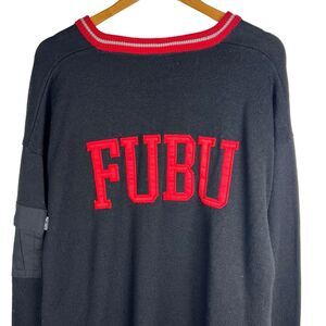 Fubu Mens Wool Blend Knit V-Neck Sweater Pullover Sz XXL Y2K Hip Hop Vintage